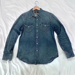 RRL Slim Denim Western Shirt